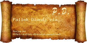 Pallek Dionízia névjegykártya